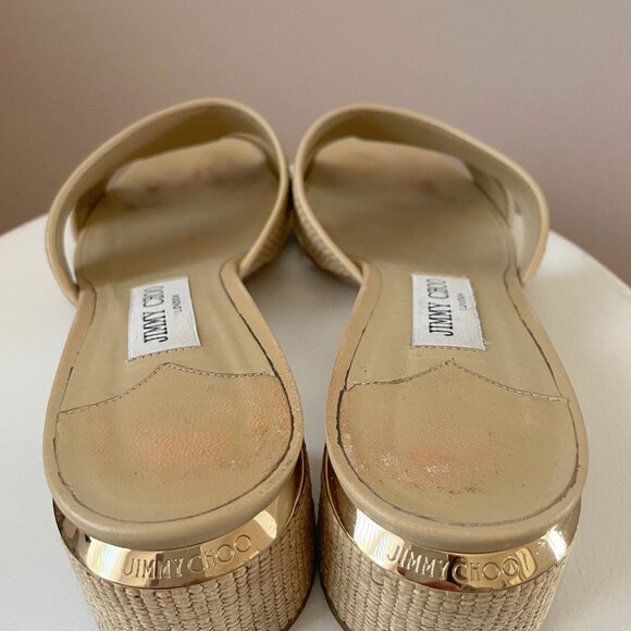 Jimmy Choo Ellison Slide Sandal Nordstrom Exclusive in Raffia Desert size 40 - Picture 3 of 6